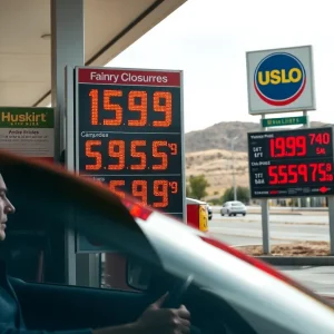 Gas station showing high prices in California