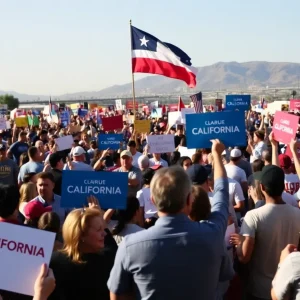 Political rally for California governor race with supporters