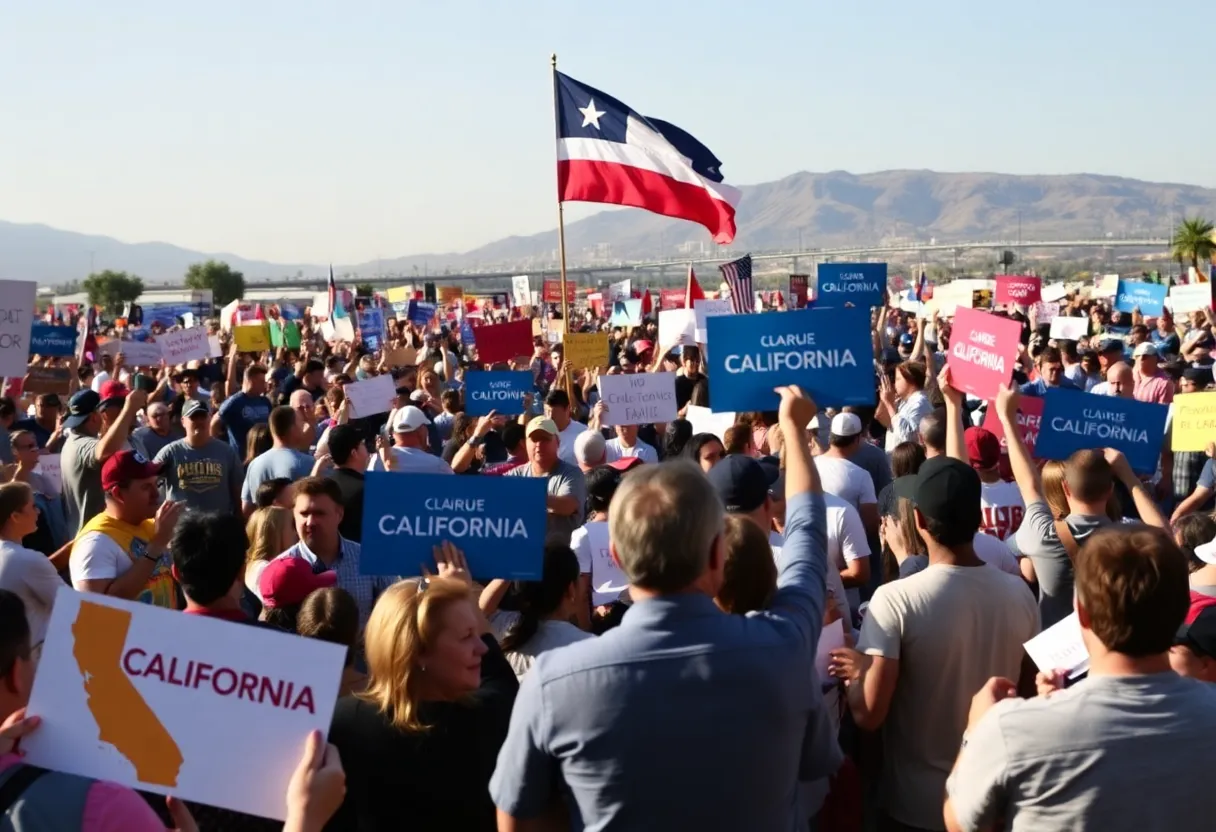 Political rally for California governor race with supporters