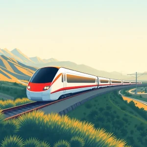 Illustration of a high-speed train in California