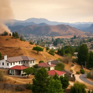 Visual depiction of California wildfires affecting homes