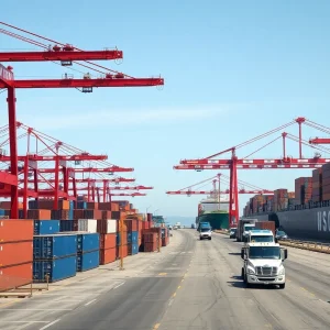 Active California port with containers and shipping activity