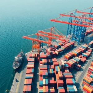 Cargo containers in California port amid trade war challenges