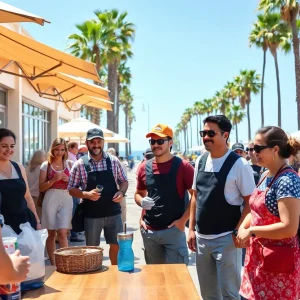 Diverse hospitality workers in California showcasing teamwork.