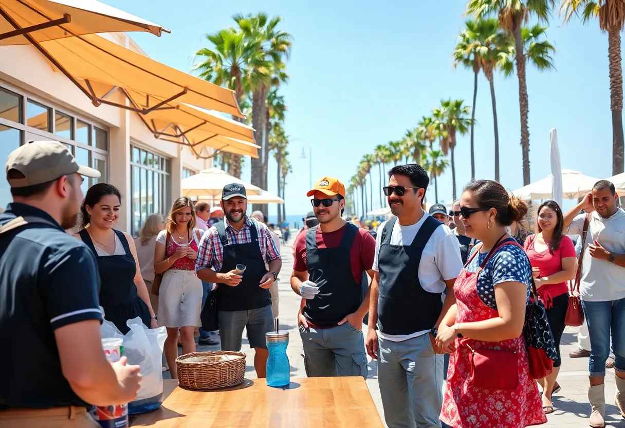Diverse hospitality workers in California showcasing teamwork.