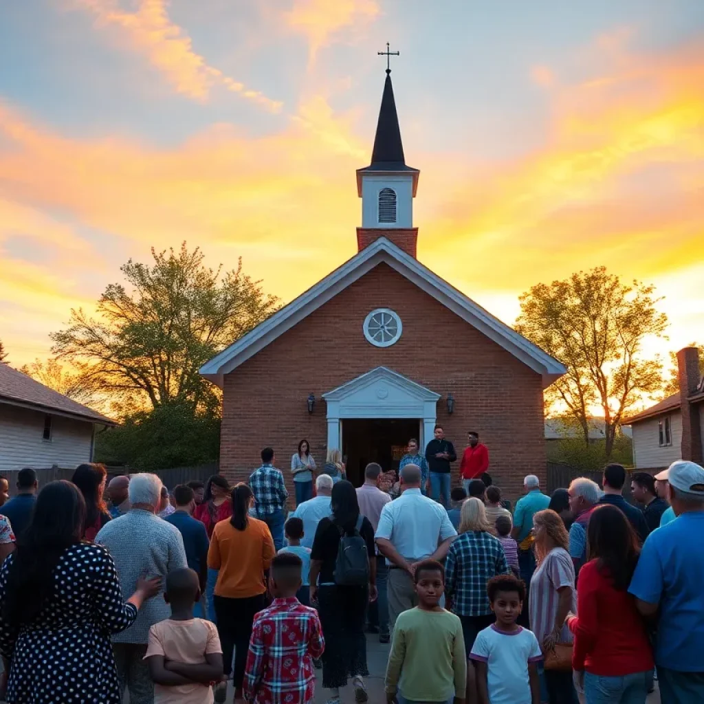 Families gathering at Our Lady of Guadalupe Church