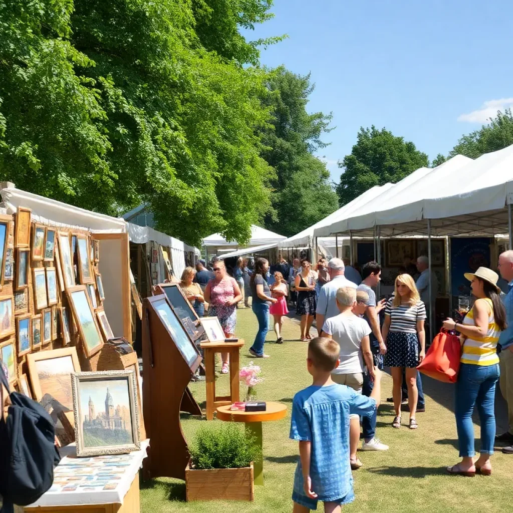 Families enjoying the Coronado Art & Wine Festival with art displays and wine tasting booths.