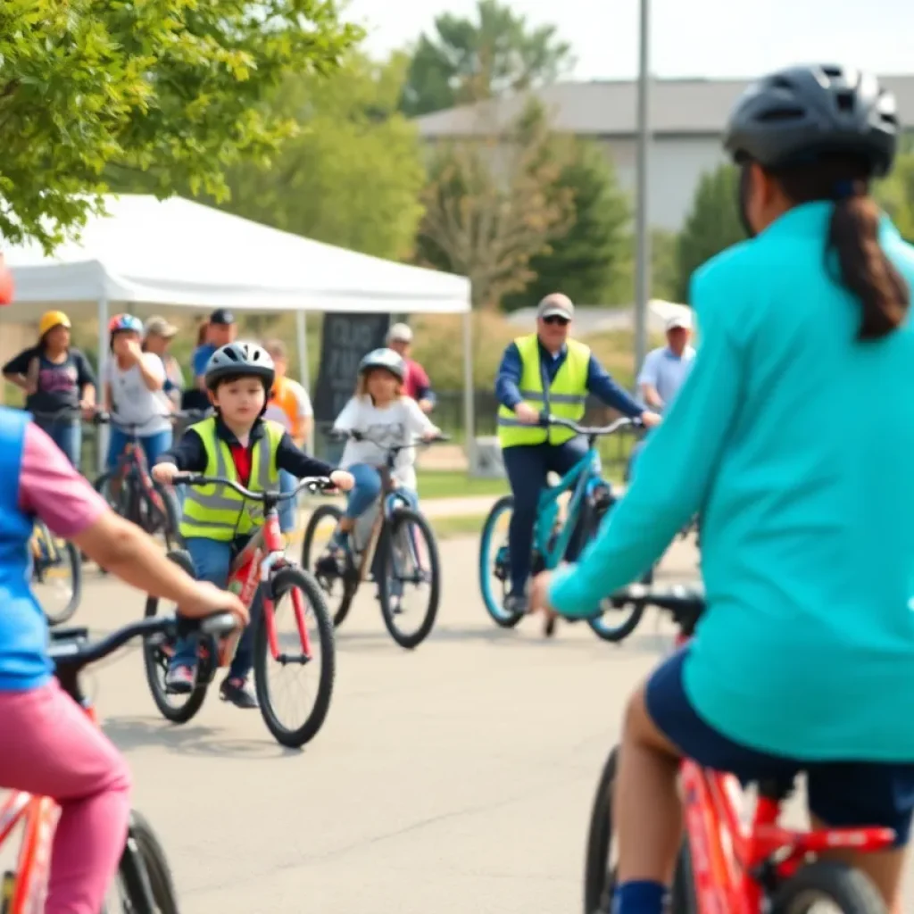 Children participating in a bicycle safety clinic in Coronado