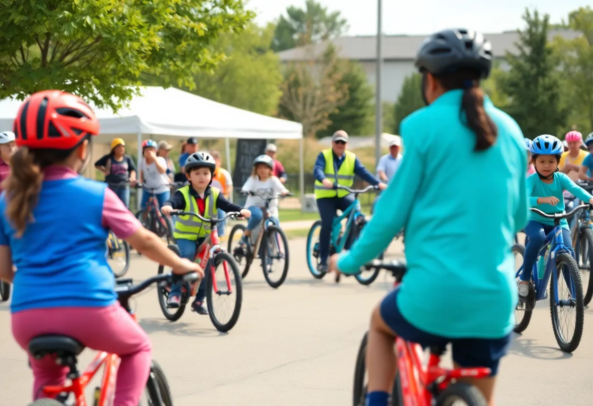 Children participating in a bicycle safety clinic in Coronado