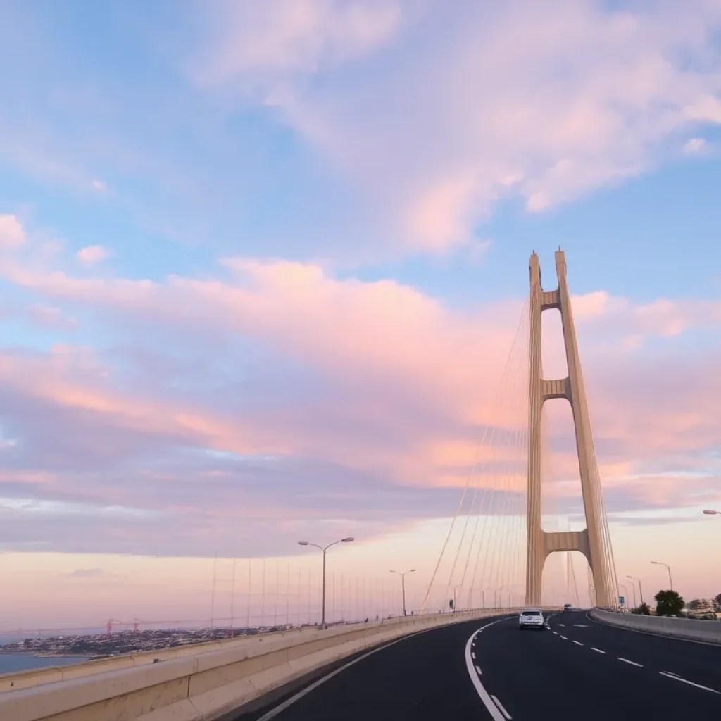 Coronado Bridge with installed suicide prevention nets