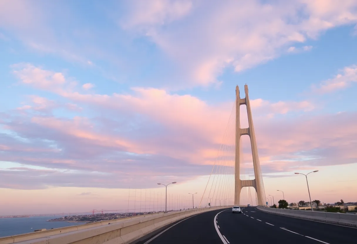 Coronado Bridge with installed suicide prevention nets