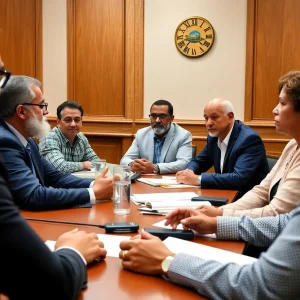 Coronado City Council members engaged in a meeting