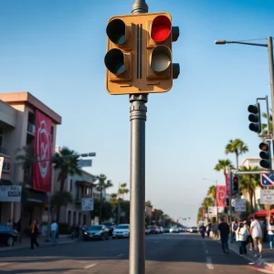Residents of Coronado protesting against traffic light installation