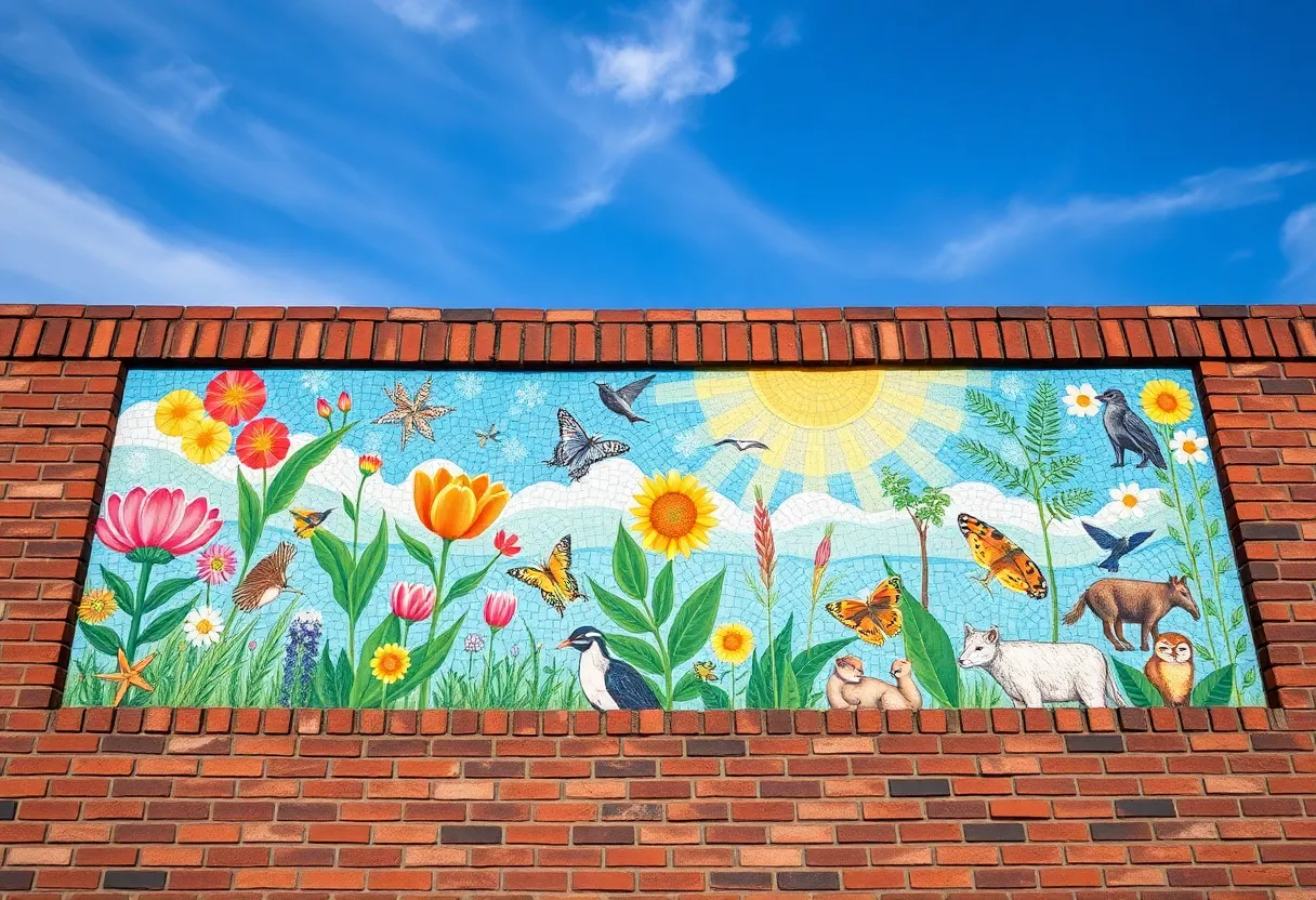 Mosaic artwork titled 'Fragments of Change' at Coronado High School