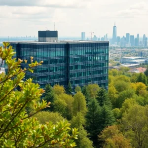 An office building emphasizing corporate accountability in emissions reporting
