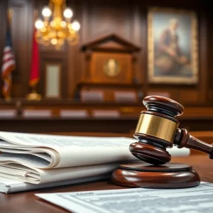 Courtroom setting representing food safety regulation