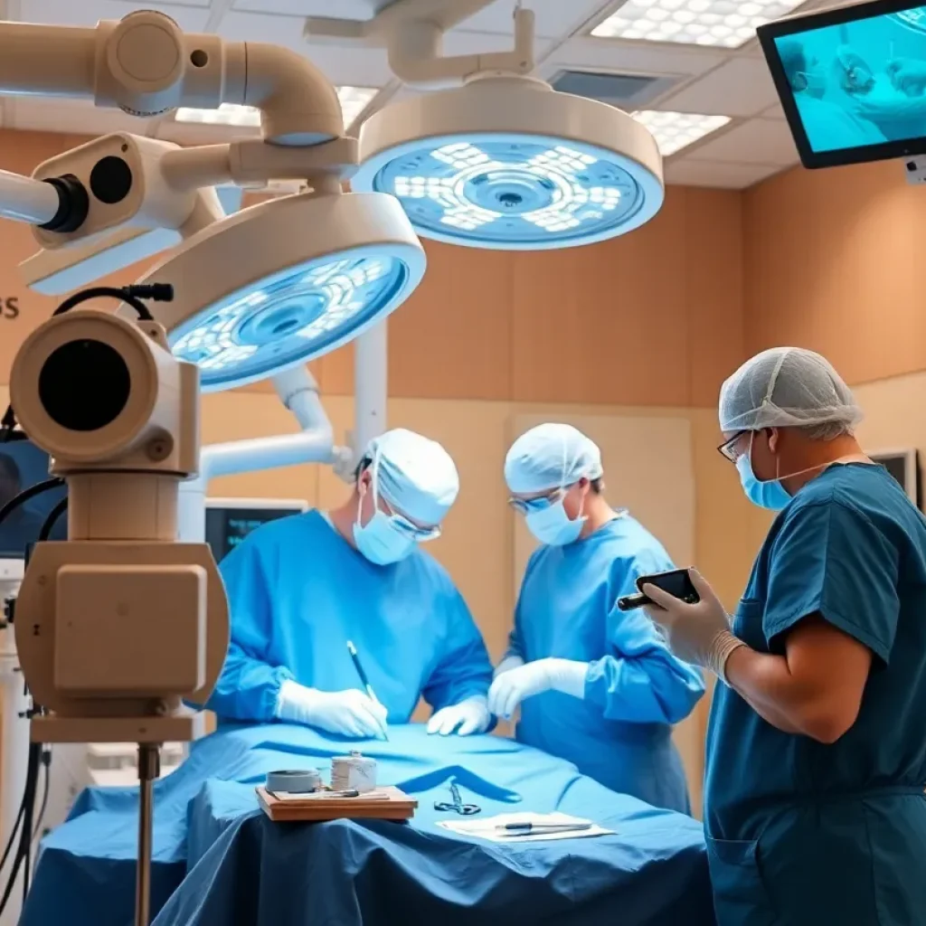 da Vinci 5 surgical robot in action in a hospital operating room