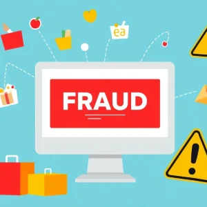 Abstract representation of digital fraud in food delivery services