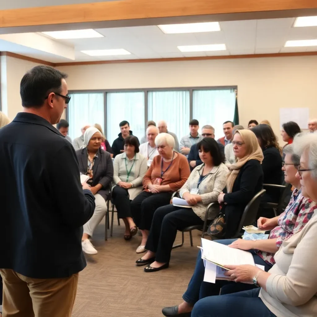 Group discussion at an elder abuse awareness seminar