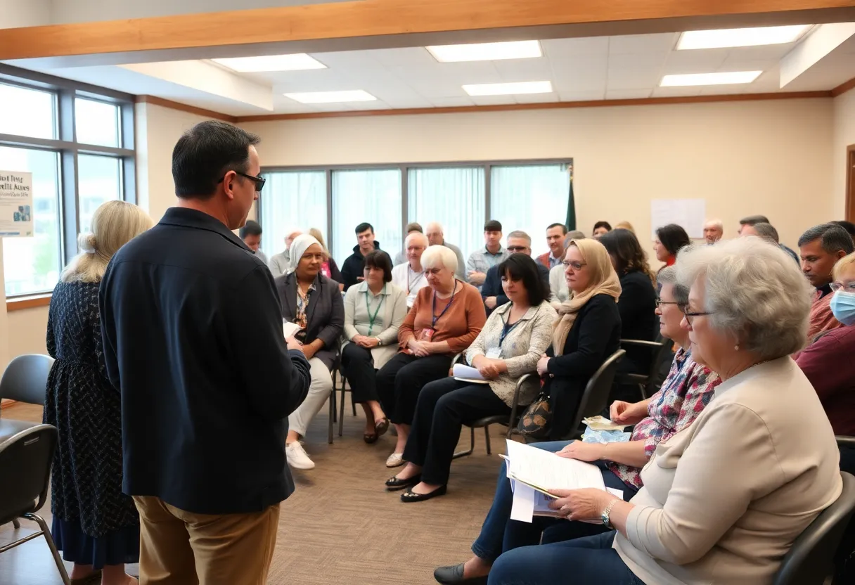 Group discussion at an elder abuse awareness seminar