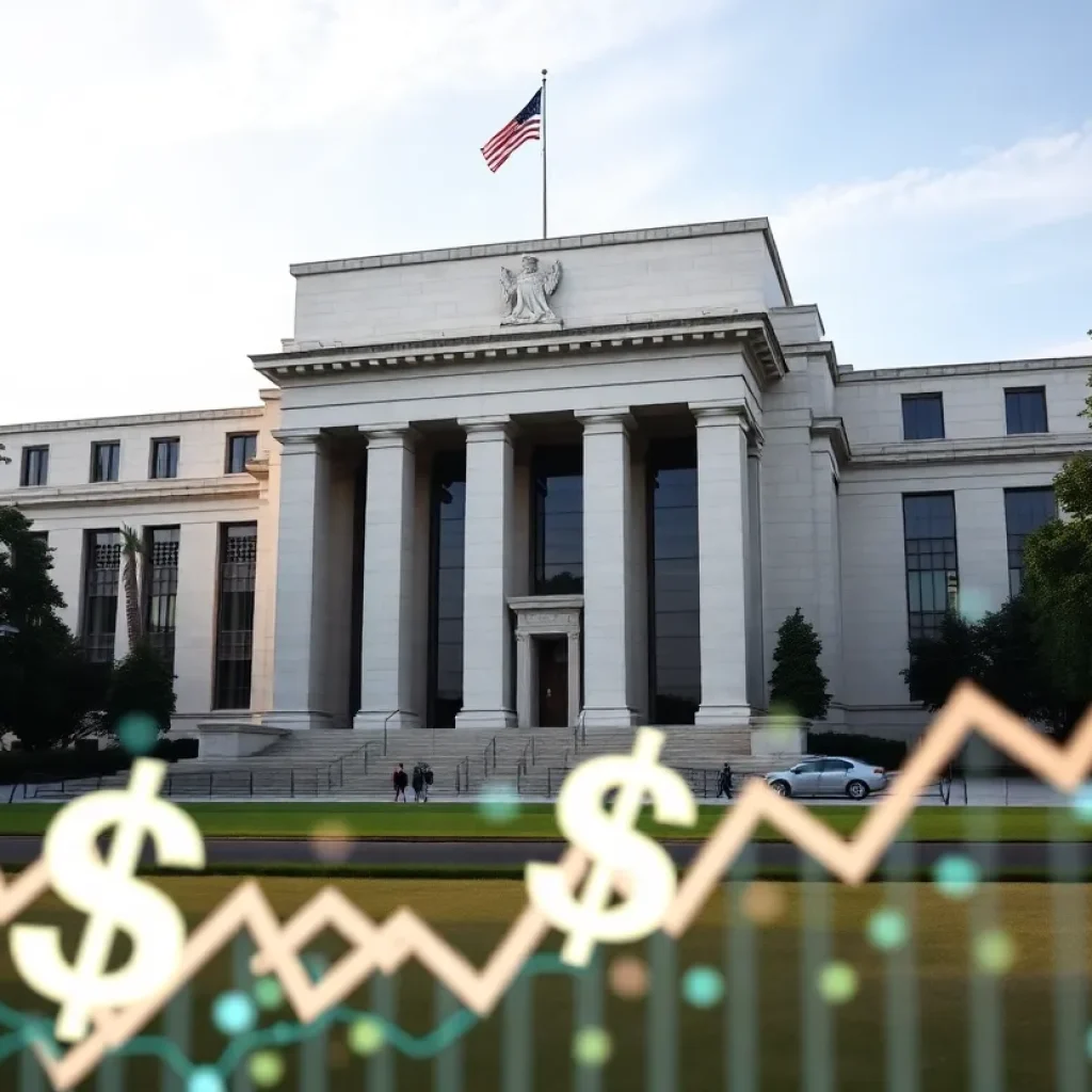 Illustration of the Federal Reserve with financial elements symbolizing liquidity