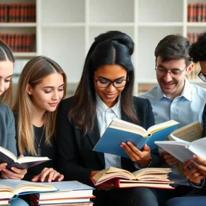 Diverse law students studying for the California Bar Exam