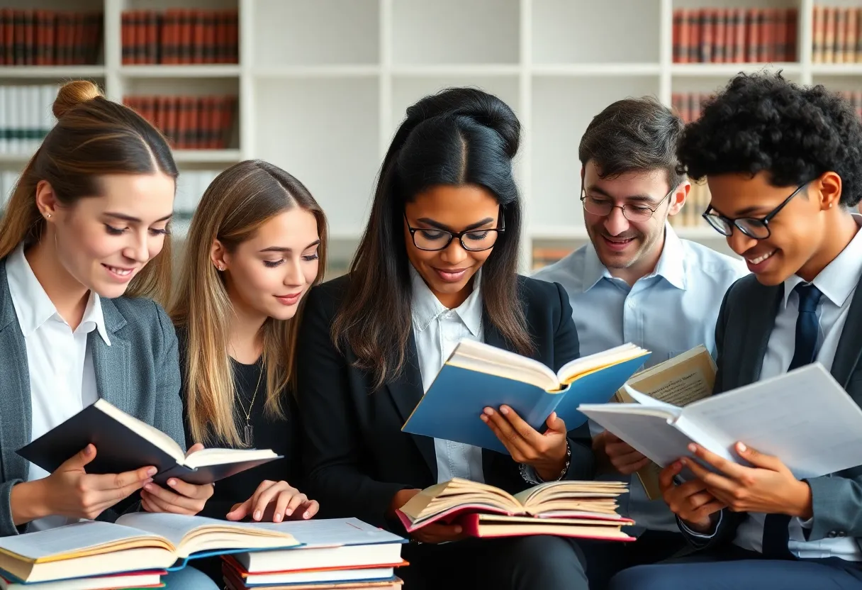 Diverse law students studying for the California Bar Exam