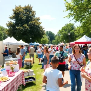 Families enjoying Mother's Day events in San Diego with music and food.