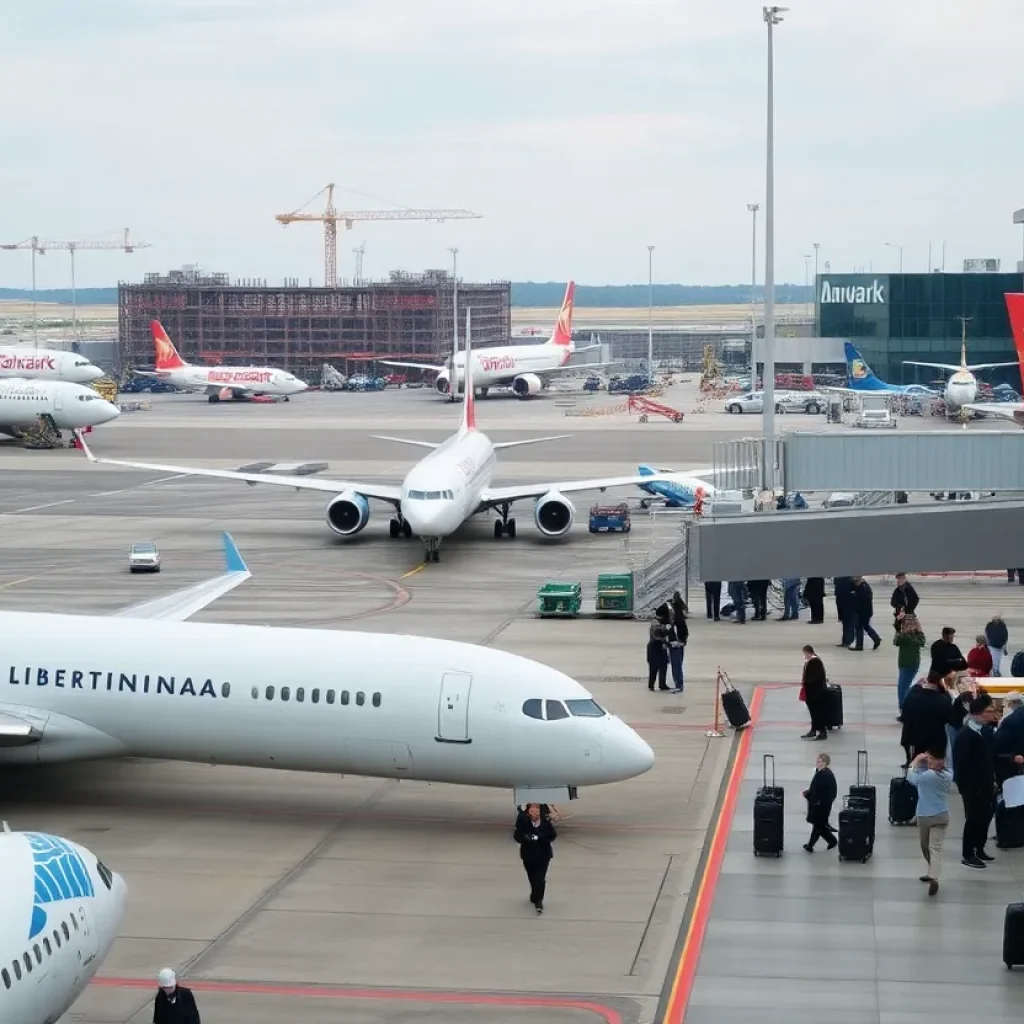Construction and aircraft at Newark Liberty International Airport