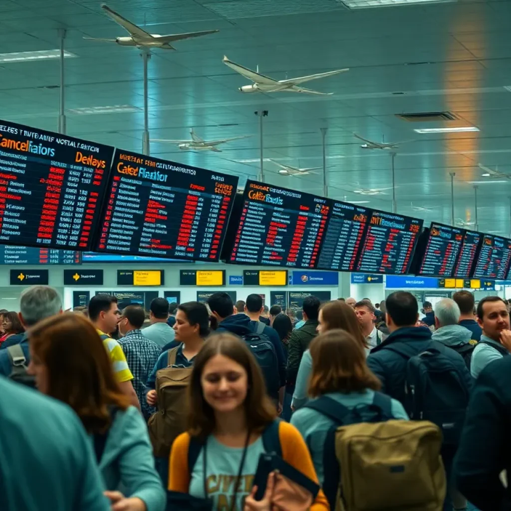 Passengers experiencing delays at Newark Liberty International Airport