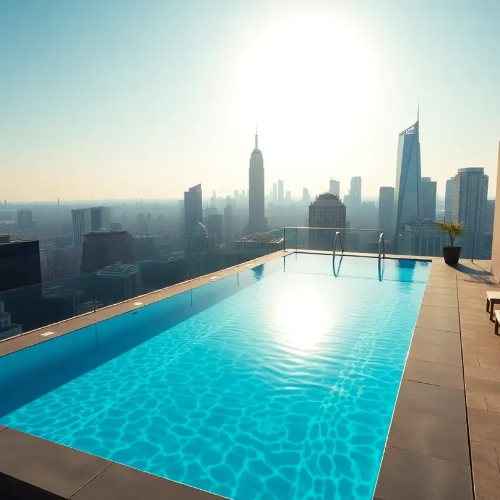 Rooftop pool on the 40th floor of the 800 Broadway apartment tower in San Diego