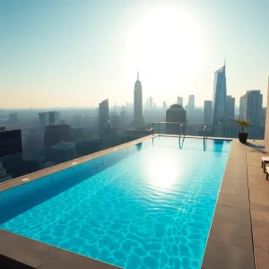 Rooftop pool on the 40th floor of the 800 Broadway apartment tower in San Diego