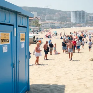 Public restrooms at a busy San Diego beach