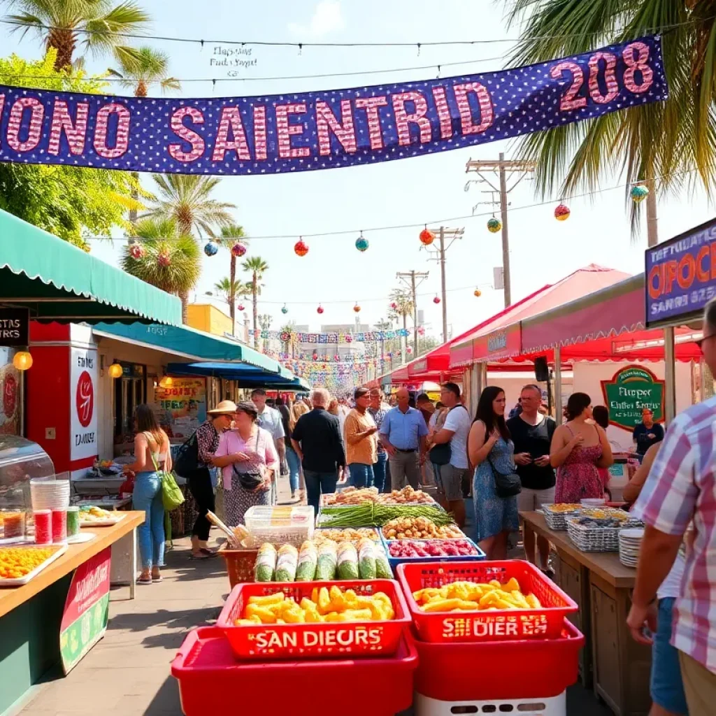 A vibrant outdoor dining scene showcasing San Diego's culinary offerings