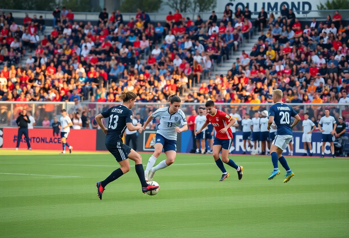 San Diego Men's Soccer players competing during a match