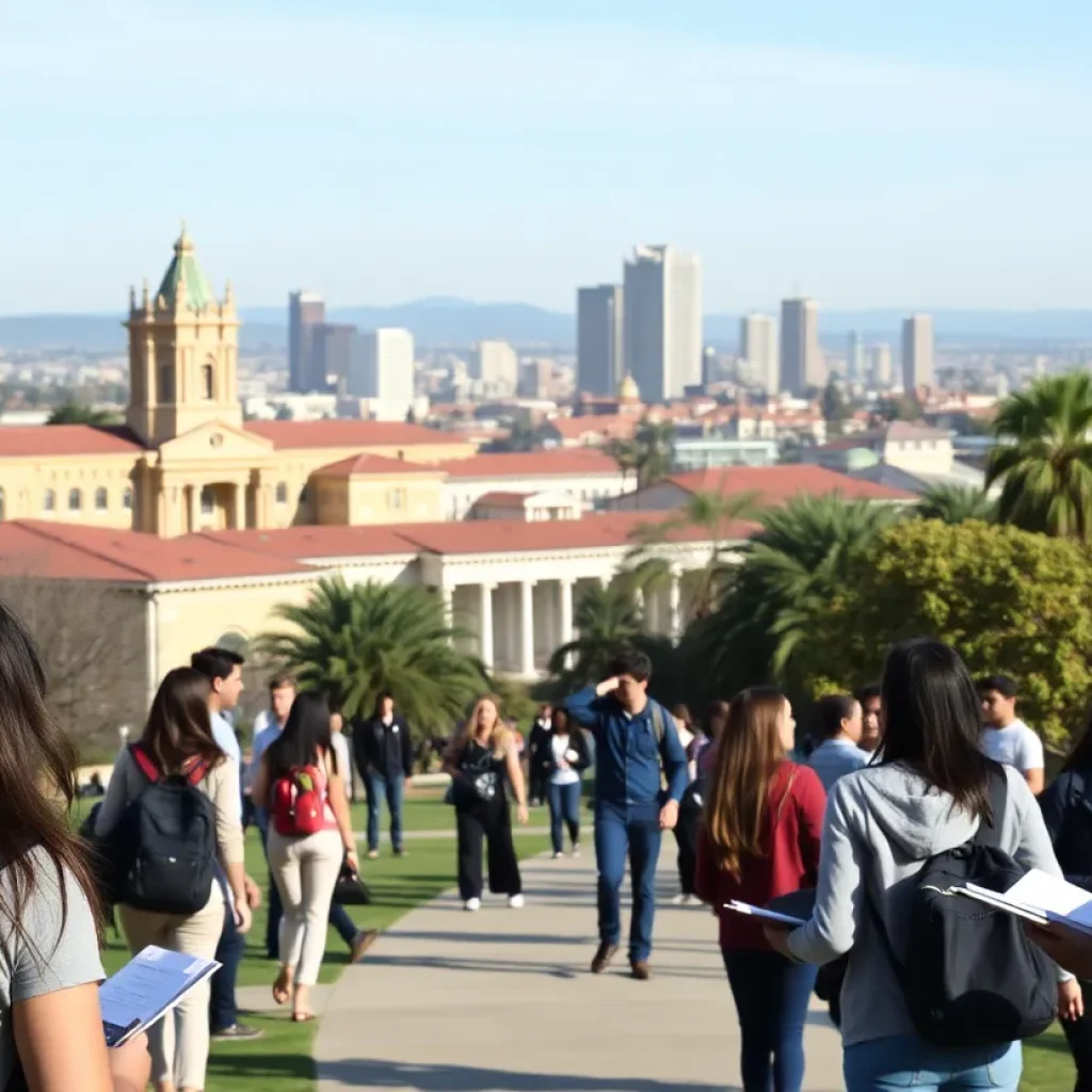 Students at a San Diego university enjoying campus life