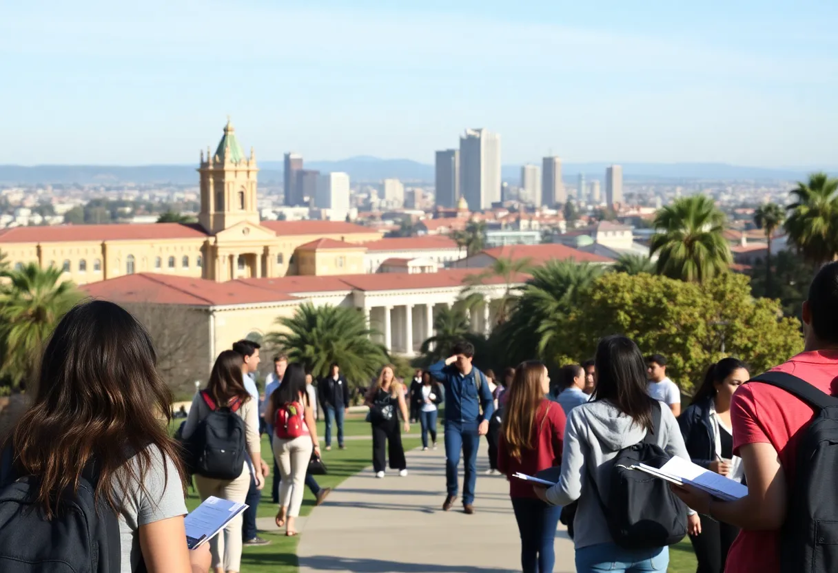 Students at a San Diego university enjoying campus life