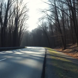 A quiet highway surrounded by woods, representing unresolved cases