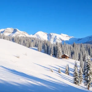 Quiet cabin in the snowy Sierra Nevada mountains