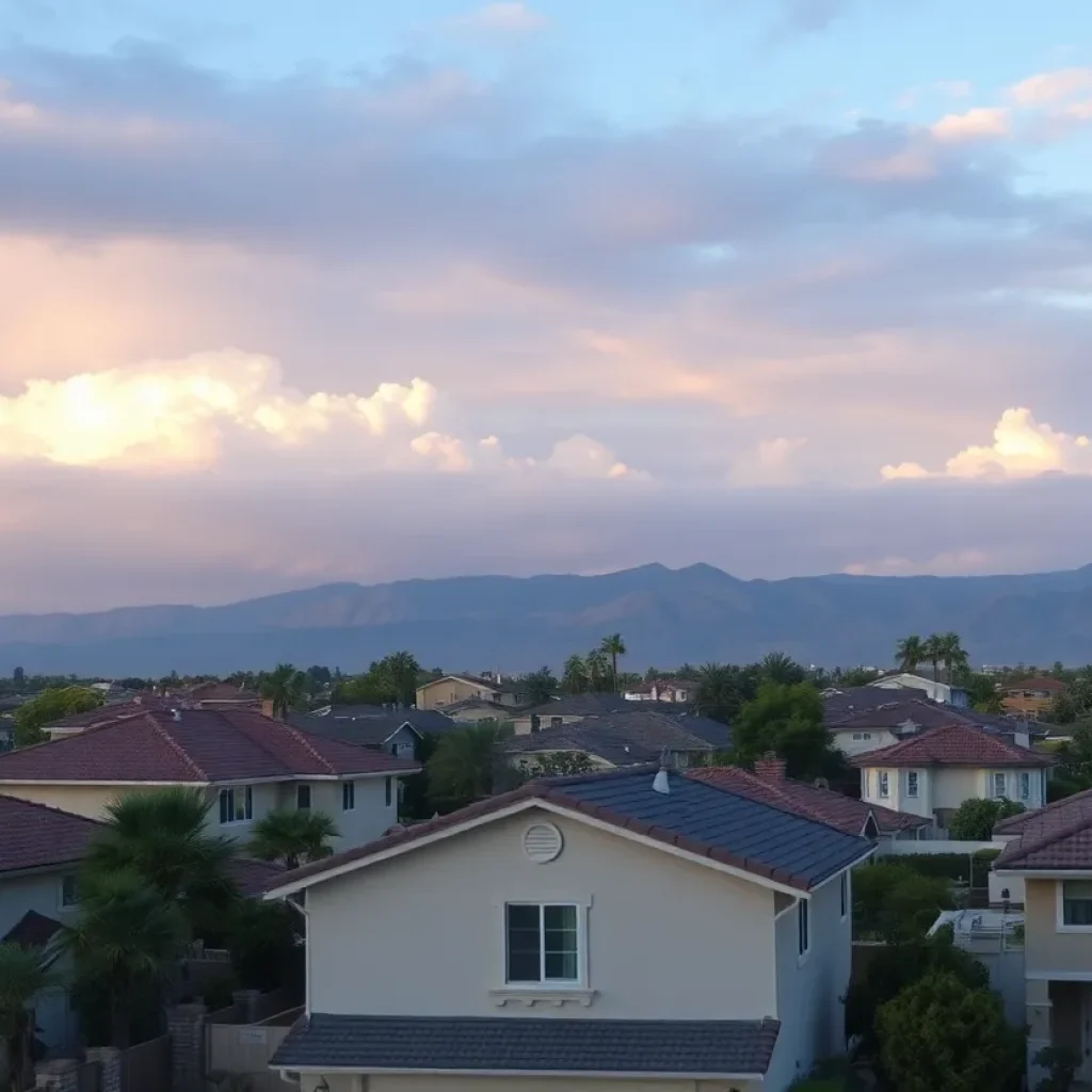 Aerial view of suburban homes in Southern California