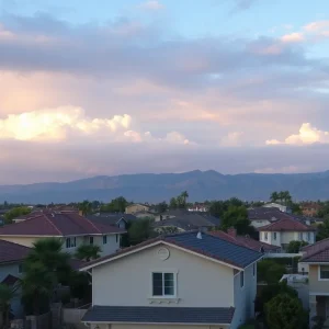 Aerial view of suburban homes in Southern California