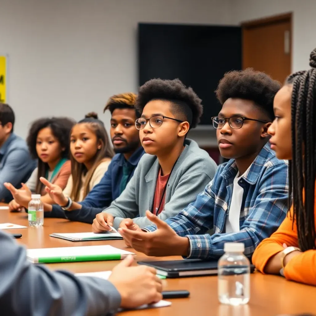 Students actively participating in a school board meeting