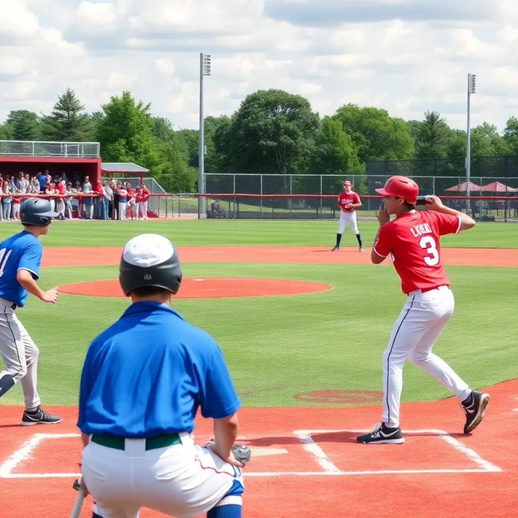 High school baseball players competing on the field during playoffs