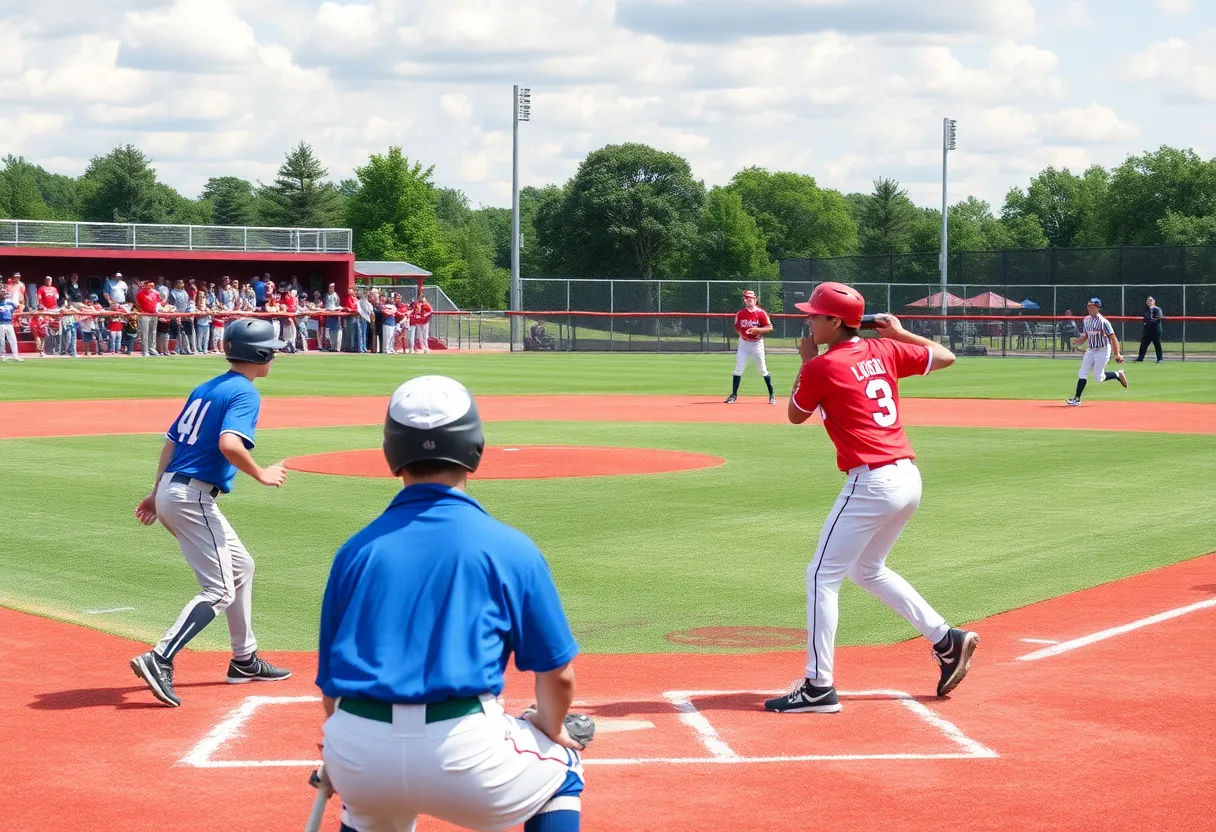 High school baseball players competing on the field during playoffs