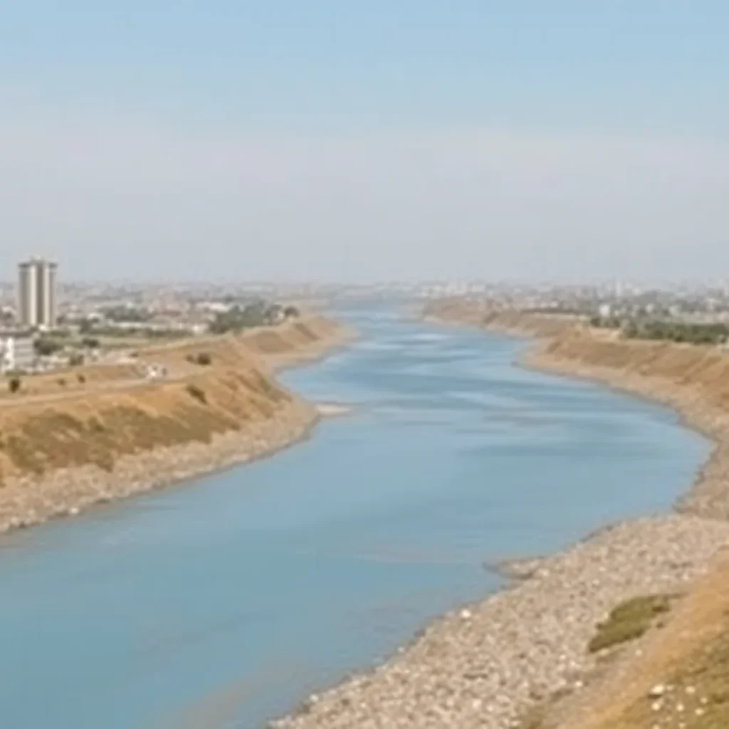 Polluted Tijuana River with environmental concerns