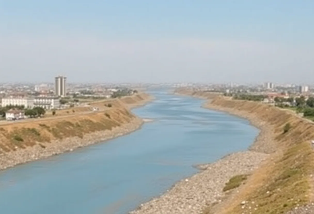 Polluted Tijuana River with environmental concerns