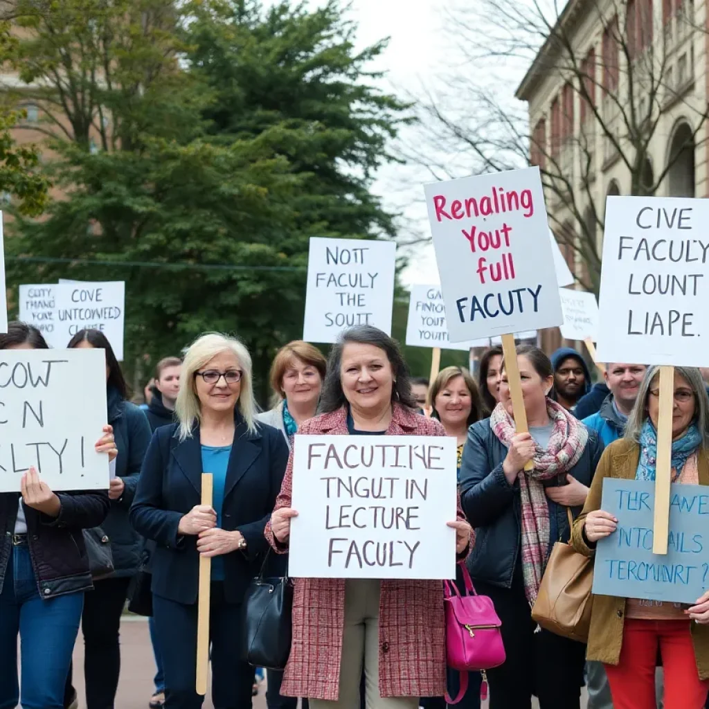 Faculty members protesting during the USD strike.