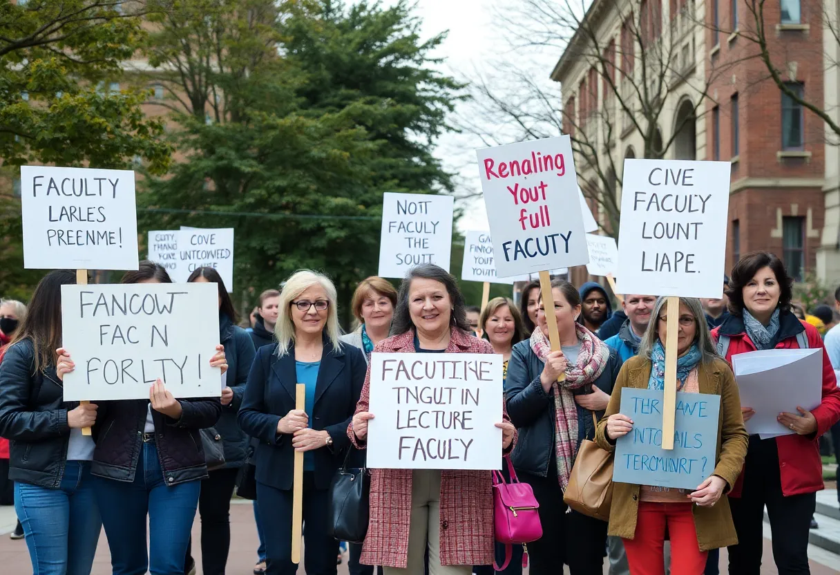Faculty members protesting during the USD strike.