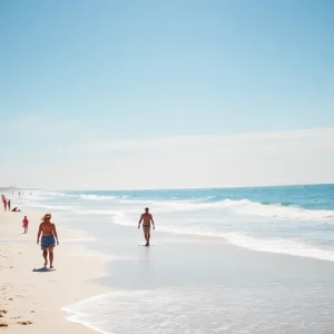 Families enjoying Coronado Beach after reopening