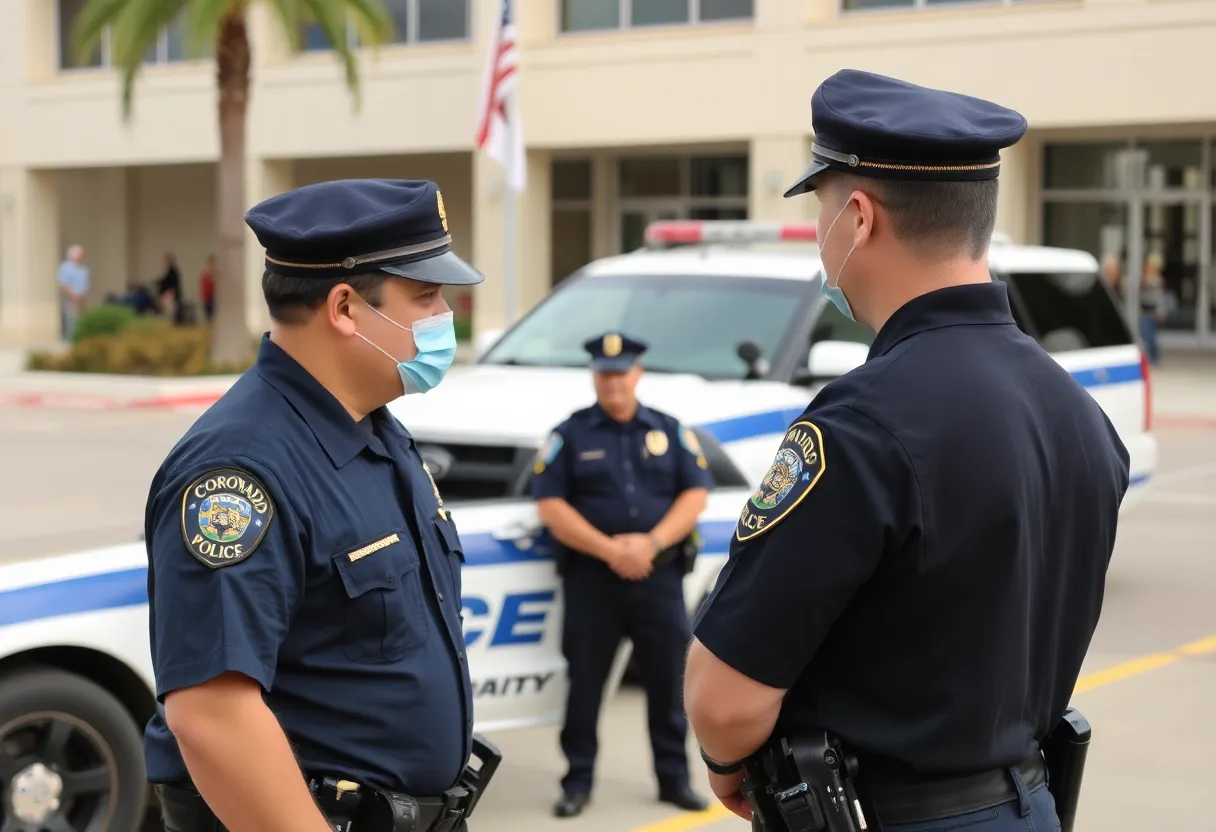Coronado Police officers interacting with the community.